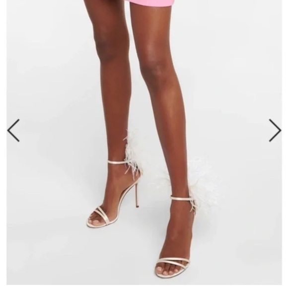 Aquazzura Cream Feathered Concerto Heels Sz 38 - Picture 15 of 16